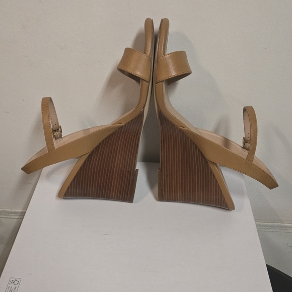 Cole Haan Pecan JOSIE Leather Wedge Sandals with Ankle Strap - Picture 6 of 8